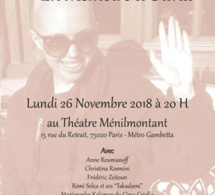 Lundi 26 novembre 2018: spectacle-hommage à Olivia au théâtre Ménilmontant   